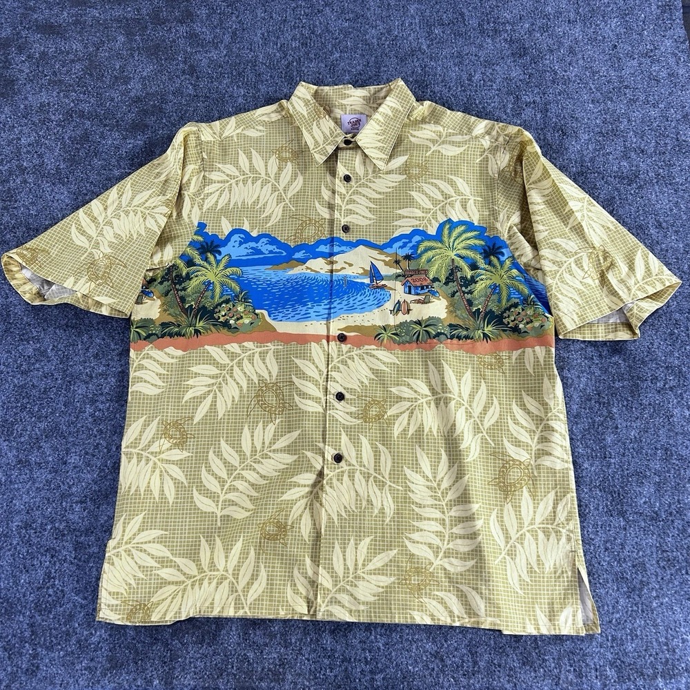 Trader Joes Shirt Mens XL Yellow Hawaiian Surf Board Reyn Spooner 2008 RARE